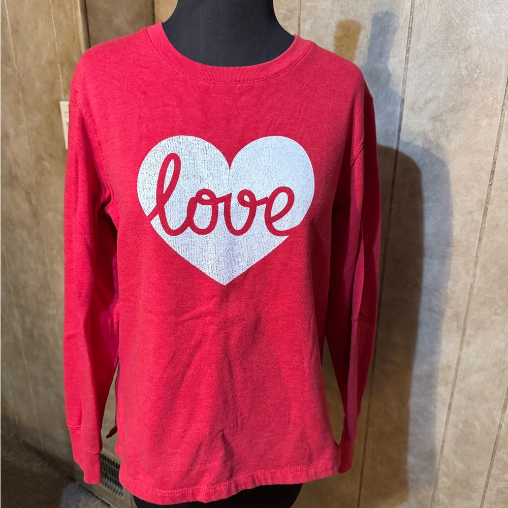 Women's Positive Tees Red Love Heart Sweatshirt